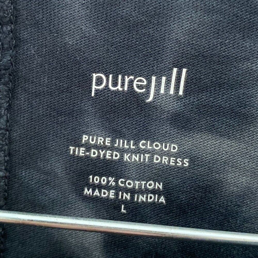 J. Jill Pure Jill Cloud Tie-Dyed Knit Dress Large Black Gray Casual 100% Cotton - Picture 2 of 3